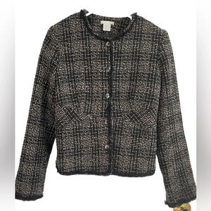 R Tweed Blazer Color Black & Brown Size 10